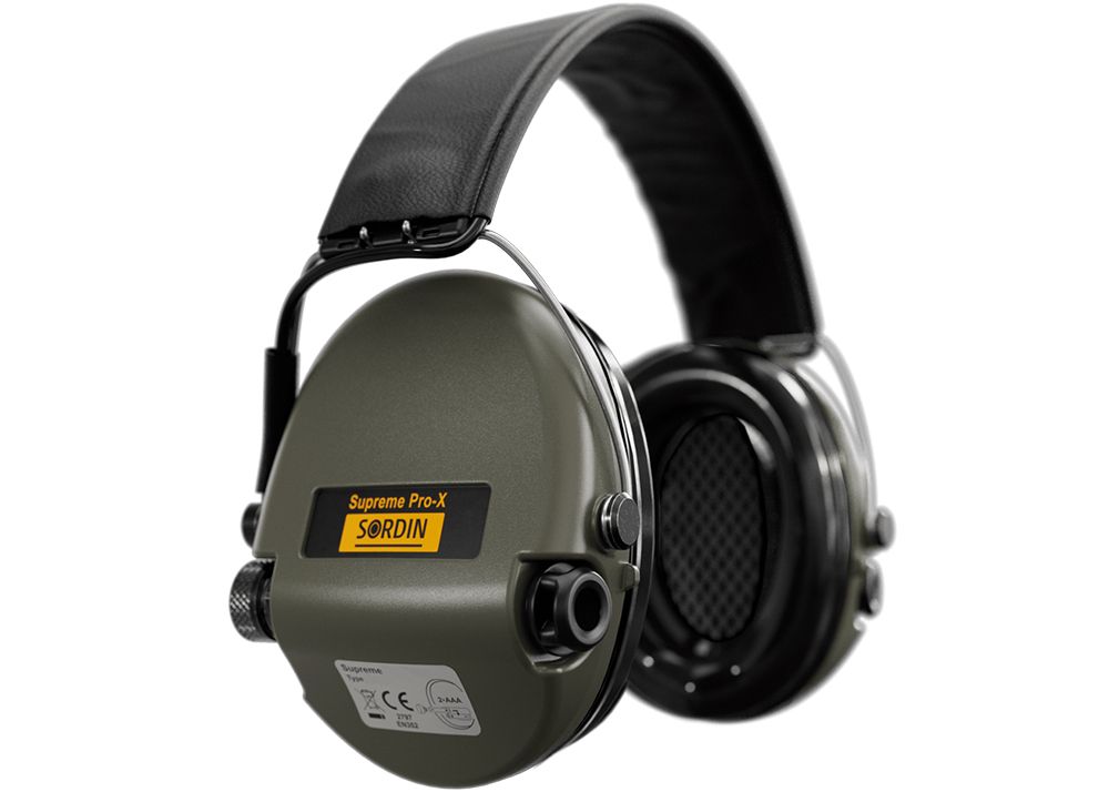Sordin Supreme Pro-X Gel Leather aktyvios ausinės Green – nuotrauka 3